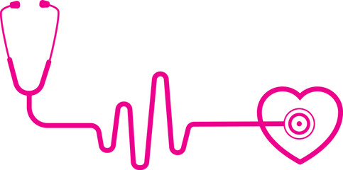 Stethoscope and medical love symbol single continuous line art. Health care World Day medical science research doctor nurse equipment design concept silhouette one sketch
