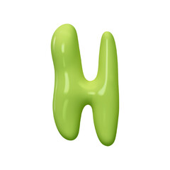 letter H. letter sign green color. Realistic 3d design in cartoon liquid paint style. Isolated on white background. vector illustration