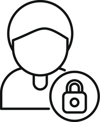 Secured person identity icon outline vector. Stop theft. Access gesture