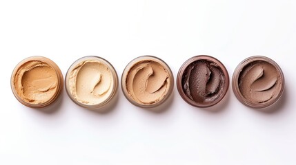 Top view of jar cosmetic waterless cream skincare with thick texture. Waterless self care, chemical free, organic sustainable cosmetic, water-free or anhydrous beauty