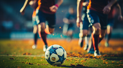 Soccer player kicking the ball