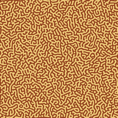 Biological turing reaction diffusion pattern in brown color vector illustration. Memphis style maze formation texture background.