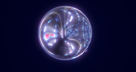 Blue glass energy plasma futuristic magic round ball sphere. Abstract background