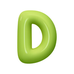 letter D. letter sign green color. Realistic 3d design in cartoon balloon style. Isolated on white background. vector illustration