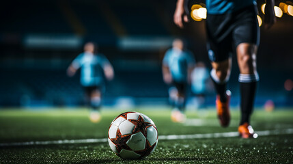 Soccer player kicking the ball