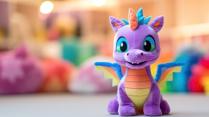 Cute dragon plush toy, closeup.