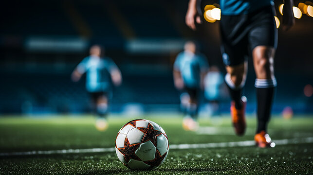Soccer player kicking the ball