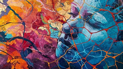 An abstract representation of thoughts and emotions depicted as vibrant, interconnected threads...