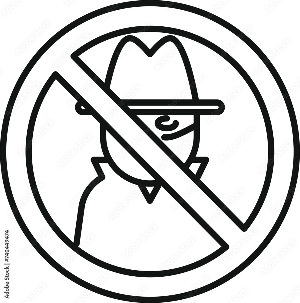 Poster stop online hacker icon outline vector. robbery intrusion. coverage precaution