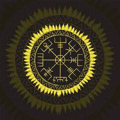 Scandinavian Vegvisir circle yellow