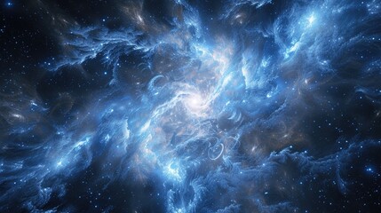 Fototapeta na wymiar Blue and white nebula amid sunlit stars, Ai Generated
