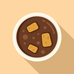 Chocolate cream soup icon flat vector. Biscuit food add. Serving cuisine