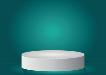 white platform background on a green gradient background