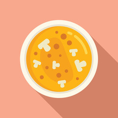 Mushroom cream soup icon flat vector. Lunch supper. Culinary vegetable