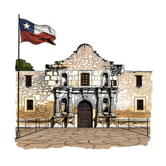 San Antonio, TX | The Alamo - Vector Illustration