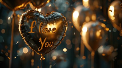 Expressive love: a charming greeting card adorned with heart-shaped balloons and the heartfelt text i love you, a perfect token for a loved one, celebrating affection and romance on Valentine's Day.