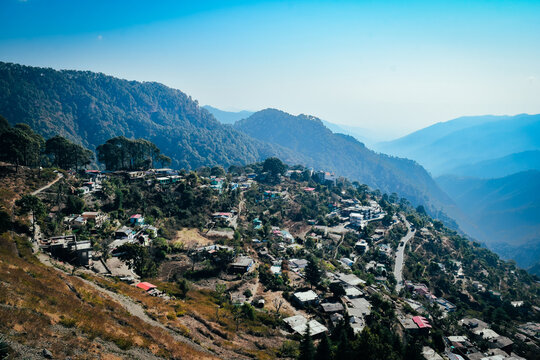 Aerial view of Almora Hill Station in the state of Uttarakhand, India