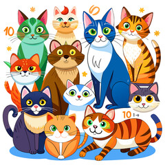 10 Cat, Real style,  white background