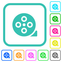 Film reel solid vivid colored flat icons