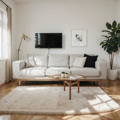 modern living room design with white sofa