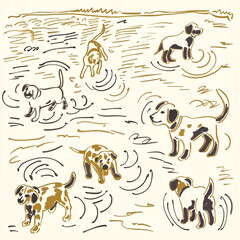 Whimsical Canine Frolics, Editorial Illustration