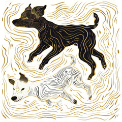 Whimsical Canine Frolics, Editorial Illustration