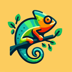 flat vector logo of a  chameleon
