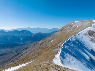 Albania mountains, The Peak of Këndrevica in clear sky, hiking.
