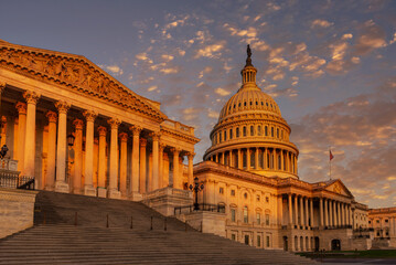 The Capitol building against a dramatic blue sky. Washington DC 