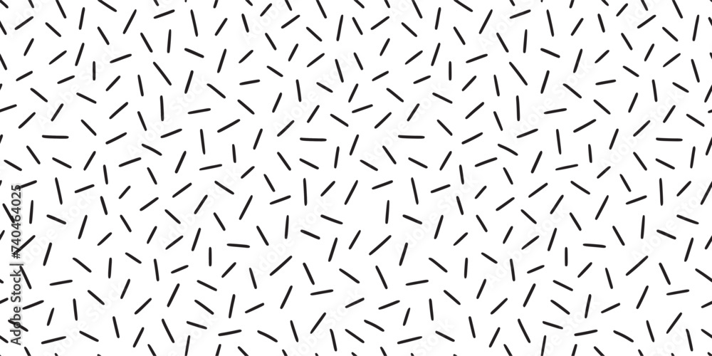 Poster Small dash pattern on white background. Hand drawn small black dash seamless pattern. Simple minimal abstract, geometric texture design seamless background. Vector illustration