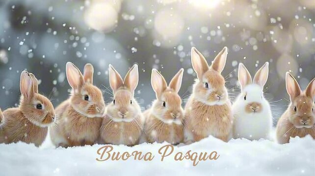 "Buona Pasqua" Greeting Video: Unique, Fluffy Bunnies Alive in a Bright, Colorful Scene