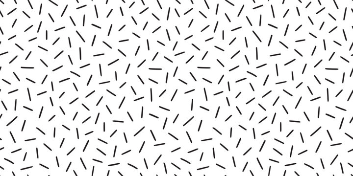 Small dash pattern on white background. Hand drawn small black dash seamless pattern. Simple minimal abstract, geometric texture design seamless background. Vector illustration