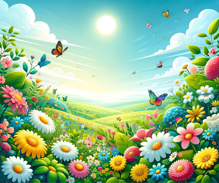 Colorful springtime background with beautiful flowers. 