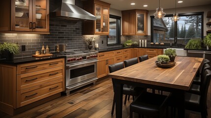 A modern kitchen with whispering wheat cabinets and dark chocolate quartz countertops