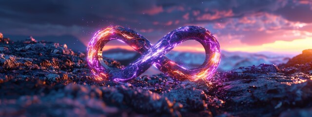 Neon symbol loop sign light background 3d line abstract infinite glow digital blue shape concept icon 8. Loop symbol neon circle effect limitless wave brush logo energy space design technology curve