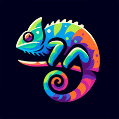 flat vector logo of a chameleon