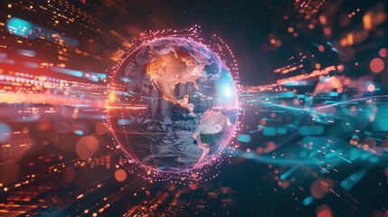 Abstract globe digital data technology background