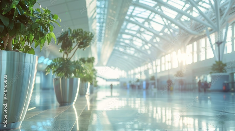 Poster a modern and environmentallyfriendly airport design utilizing energyefficient materials and renewabl