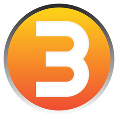 Number 3 sign design template element. Vector. Orange gradient icon on white paper at white background.