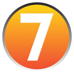 Number 7 sign design template element. Vector. Orange gradient icon on white paper at white background.