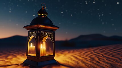 Lantern Placed on a Wooden Table with Dried Dates