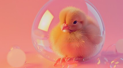 Chick inside a transparent egg