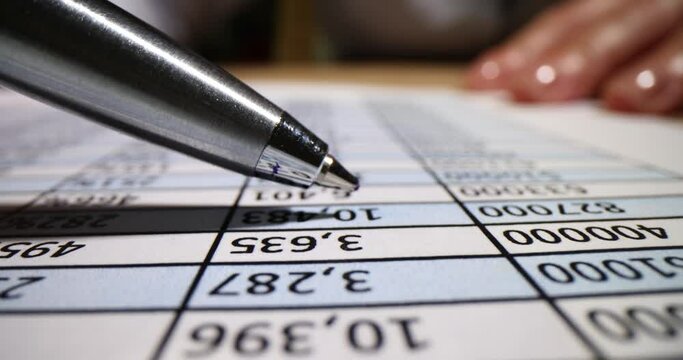 Manager hand using pen checks financial report