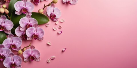 Naklejka na ściany i meble Background of orchids and petals