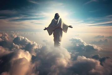 Fotobehang Resurrected Jesus Christ ascending to heaven. © May Thawtar
