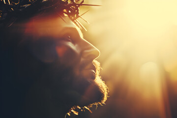 Jesus Christ in the crown of thorns - obrazy, fototapety, plakaty