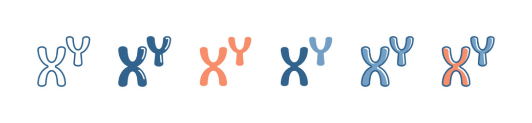 chromosome biotechnology x and y genetic icon set molecular dna genome symbol vector illustration - obrazy, fototapety, plakaty