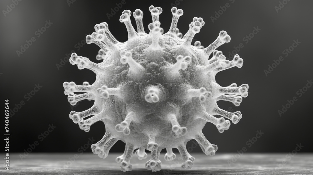Poster closeup of the circular and symmetrical shape of a virus capsid.