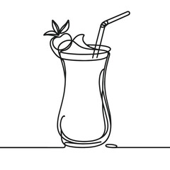 Refreshing fruit smoothie in a line drawing style