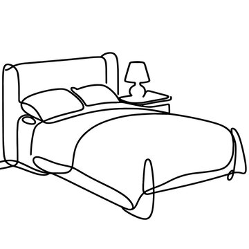 recommend clip art: A bed in a line drawing style